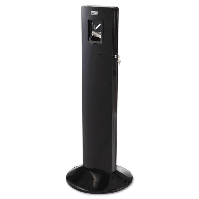 Rubbermaid Metropolitan Smokers' Station, Weighted Base, 1.6 Gal, Galvanized Liner, 42.8 X 16.8 - RCPR93400BK