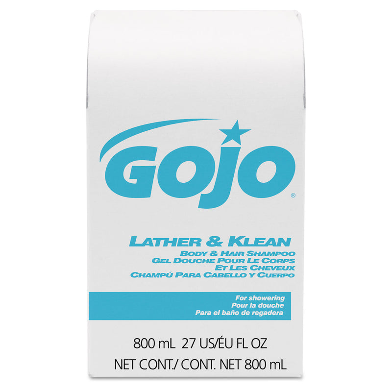 GOJO Lather & Klean Body & Hair Shampoo Refill, Pleasantly Scented, 800 Ml, 12/Carton - GOJ912612