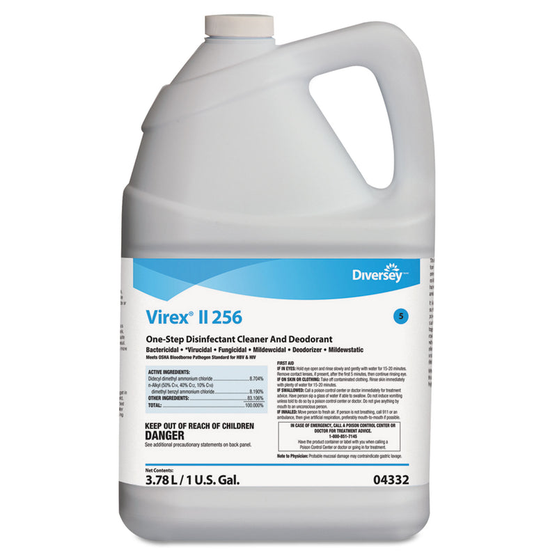 Diversey Virex Ii 256 One-Step Disinfectant Cleaner Deodorant Mint, 1 Gal, 4 Bottles/Ct - DVO04332