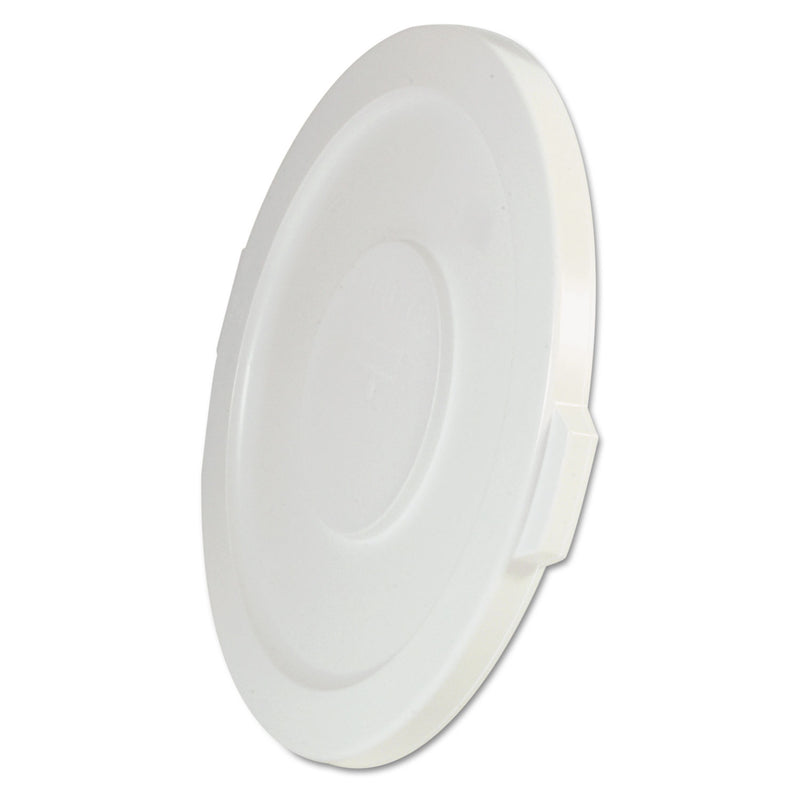 Rubbermaid Round Flat Top Lid, For 32 Gal Round Brute Containers, 22.25" Diameter, White - RCP2631WHI