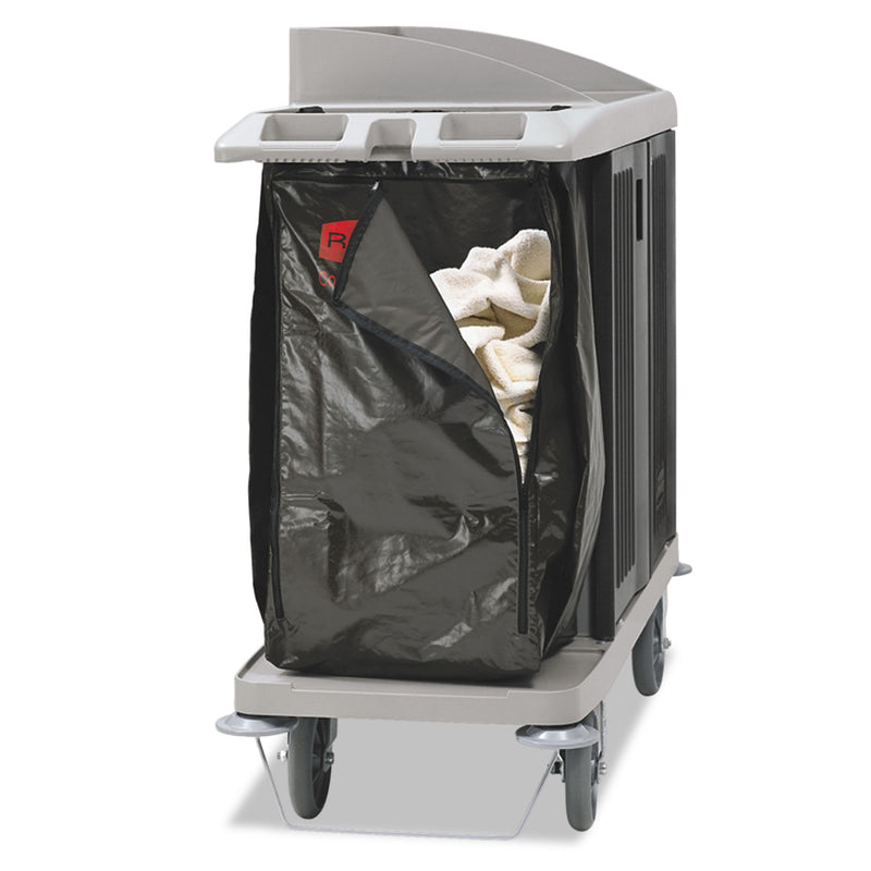 Rubbermaid Zippered Vinyl Cleaning Cart Bag, 25 Gal, 17" X 33", Brown - RCP1966885