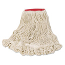 Rubbermaid Super Stitch Looped-End Wet Mop Head, Cotton/Synthetic, Large Size, Red/White - RCPD253WHI