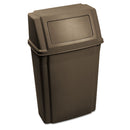 Rubbermaid Slim Jim Wall-Mounted Container, Rectangular, Plastic, 15 Gal, Brown - RCP7822BRO