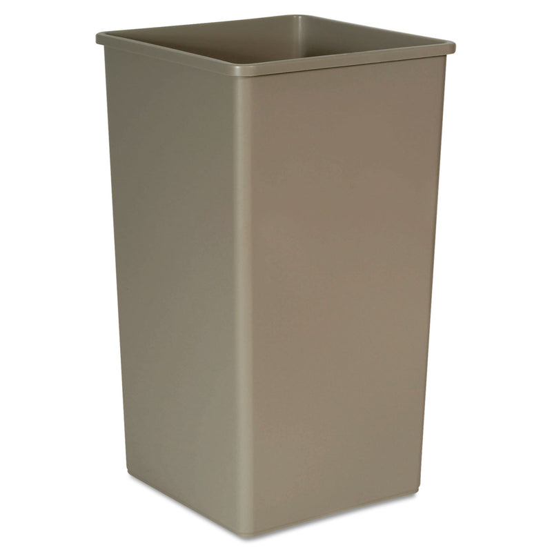 Rubbermaid Untouchable Square Waste Receptacle, Plastic, 50 Gal, Beige - RCP3959BEI