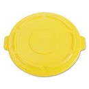 Rubbermaid Vented Round Brute Flat Top Lid, 24.5W X 1.5H, Yellow - RCP264560YEL