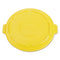 Rubbermaid Vented Round Brute Flat Top Lid, 24.5W X 1.5H, Yellow - RCP264560YEL