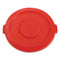 Rubbermaid Round Flat Top Lid, For 32 Gal Round Brute Containers, 22.25" Diameter, Red - RCP2631RED