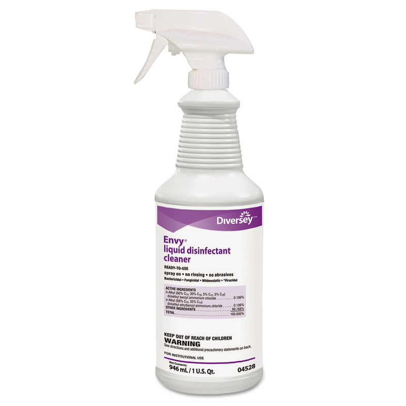Diversey Envy Liquid Disinfectant Cleaner, Lavender, 32 Oz Spray Bottle, 12/Carton - DVO04528