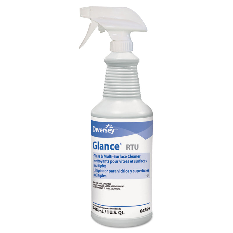 Diversey Glance Glass & Multi-Surface Cleaner, Liquid, 32 Oz Spray Bottle, 12/Carton - DVO04554