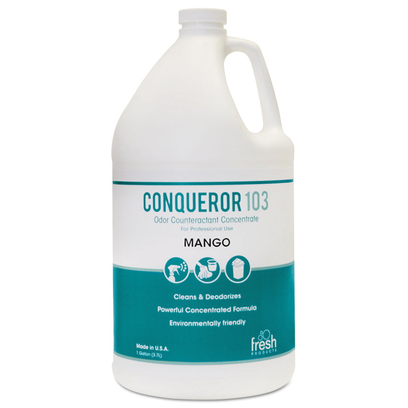 Fresh Products Conqueror 103 Odor Counteractant Concentrate, Mango, 1 Gal Bottle, 4/Carton - FRS1WBMG
