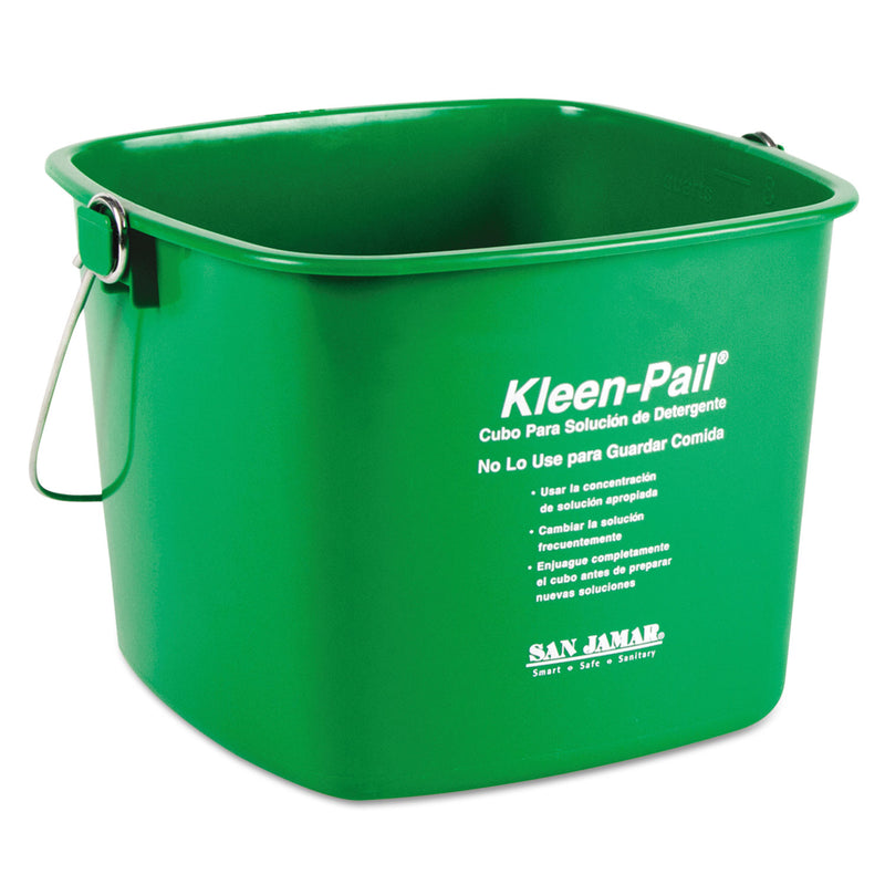 San Jamar Kleen-Pail, 6Qt, Plastic, Green, 12/Carton - SJMKP196GN