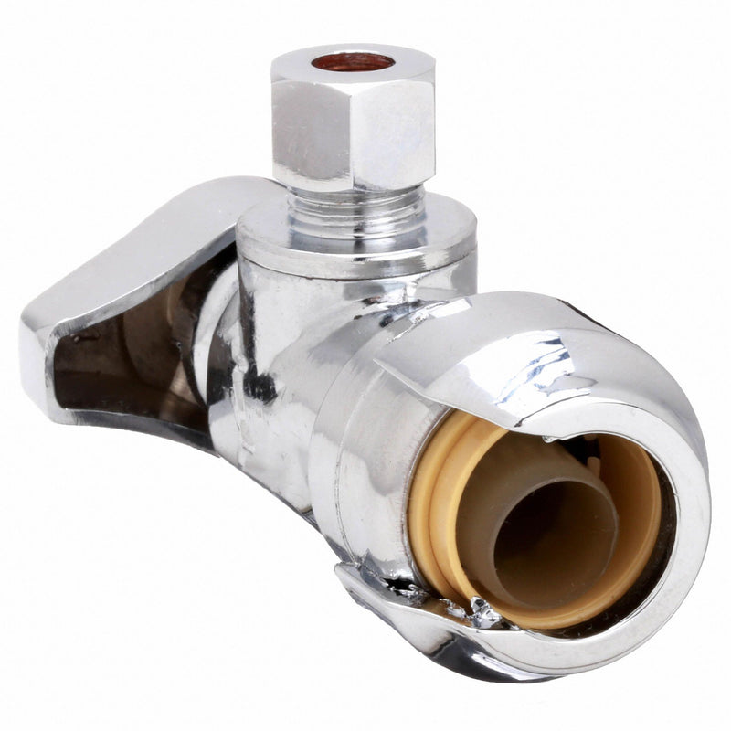 Sharkbite Chrome Plated Quarter-Turn Supply Stop, Sharkbite Inlet Type, 200 psi - 23036-0000LF