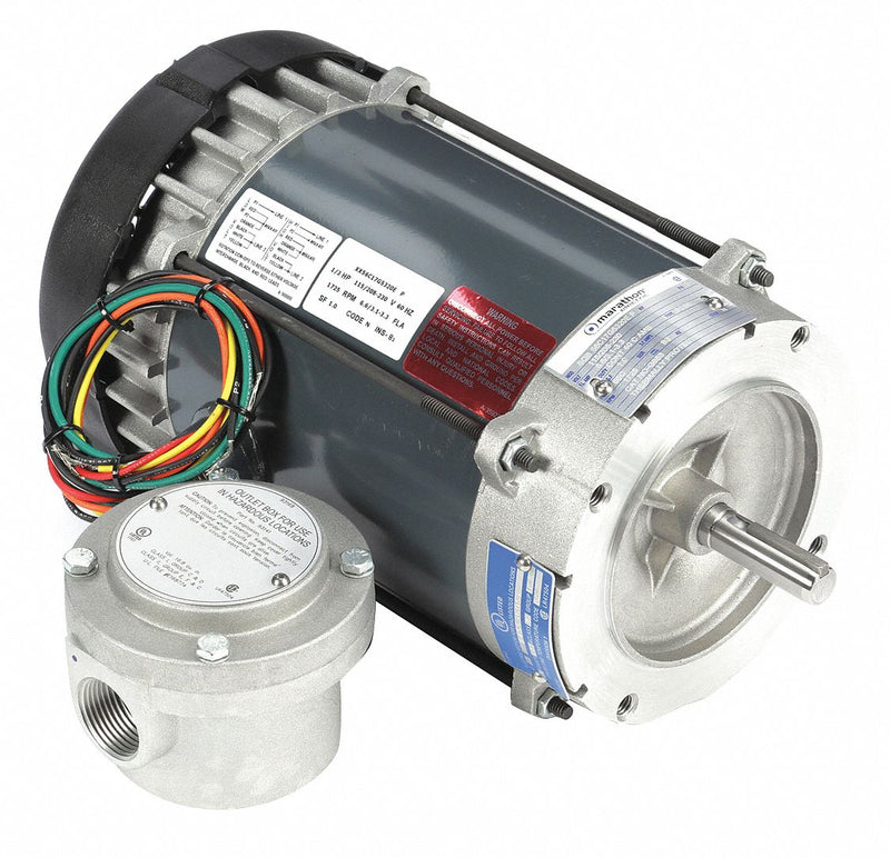 Marathon Motors 1/3 HP Hazardous Location Motor,Capacitor-Start,1725 Nameplate RPM,115/208-230 Voltage,Frame 56C - 056C17G5320