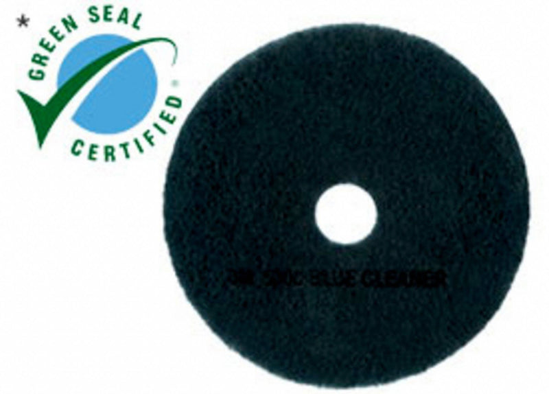 3M 12 in Non-Woven Nylon/Polyester Fiber Round Scrubbing Pad, 175 to 600 rpm, Blue, 5 PK - 5300-12
