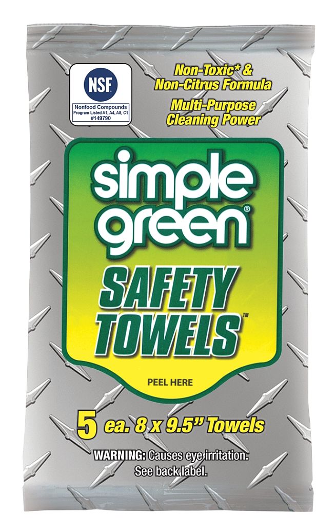 Simple Green All Purpose Cleaning Wipes, 8" x 9-1/2", White, PK 10 - 3880100513322