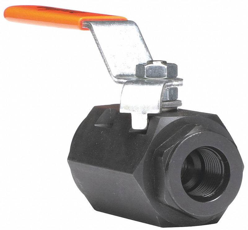Dynaquip Ball Valve, Carbon Steel, Inline, 2-Piece, Pipe Size 1/2 in, Connection Type SAE x SAE - VLE2.NK 1/2