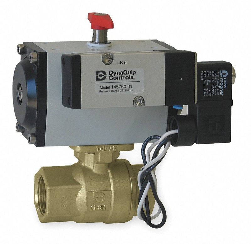 Dynaquip 3 in Spring Return - Fail Close Pneumatic Actuated Ball Valve, 2-Piece - PHH2AATSR09210A