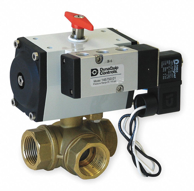 Dynaquip 3 in Double Acting Pneumatic Actuated Ball Valve, 1-Piece - PYHGAAUDA075A