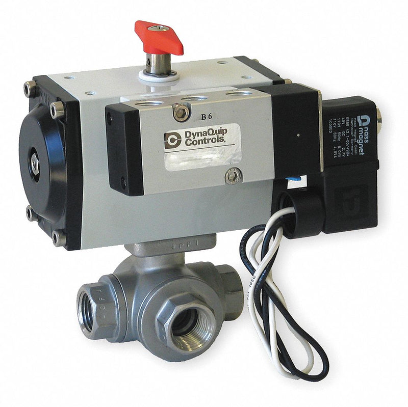 Dynaquip 1 in Spring Return - Fail Close Pneumatic Actuated Ball Valve, 1-Piece - PYSA5AJSR09210A