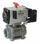 Dynaquip 1/2 in Double Acting Pneumatic Actuated Ball Valve, 3-Piece - P3S23AJDA032A