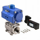 Dynaquip 1 1/2 in Double Acting Pneumatic Actuated Ball Valve, 3-Piece - P3S27AJDA063A