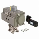 Dynaquip 1/2 in Spring Return - Fail Close Pneumatic Actuated Ball Valve, 3-Piece - P3S23AJSR05210A