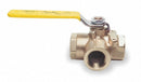 Apollo Ball Valve, Bronze, 3-Way, 2-Piece, Pipe Size 3/4 in, Connection Type FNPT x FNPT x FNPT - 7060401