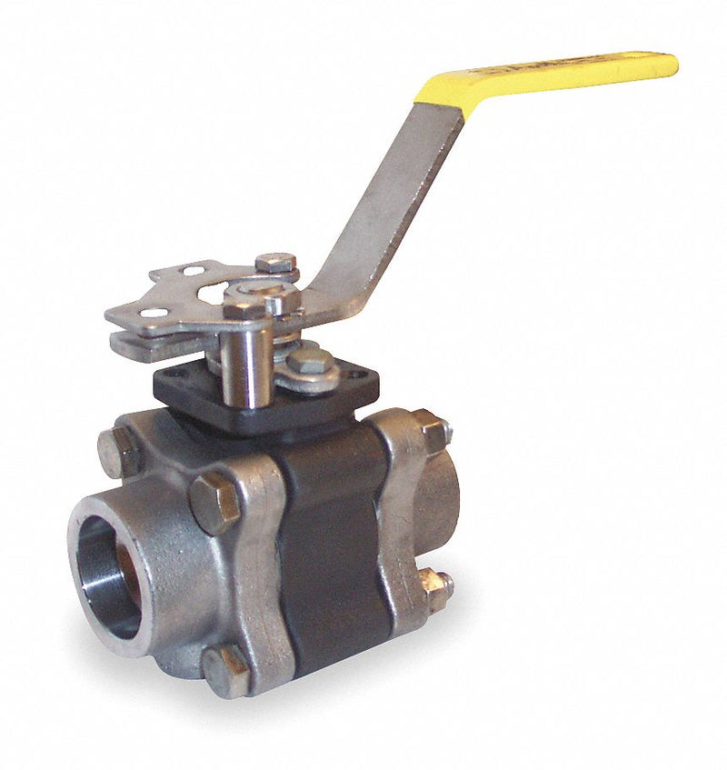 Apollo Ball Valve, Carbon Steel, Inline, 3-Piece, Pipe Size 1/2 in, Connection Type Socket x Socket - 83B24301