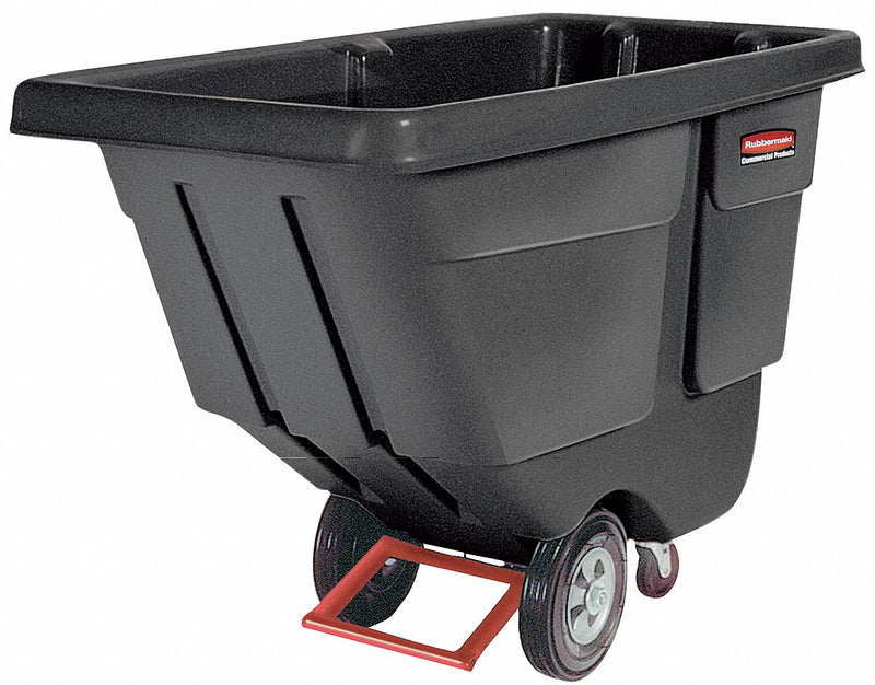 Rubbermaid Black, General Purpose Plastic Tilt Truck, 13.5 cu ft, 450 lb Load Capacity - FG130400BLA