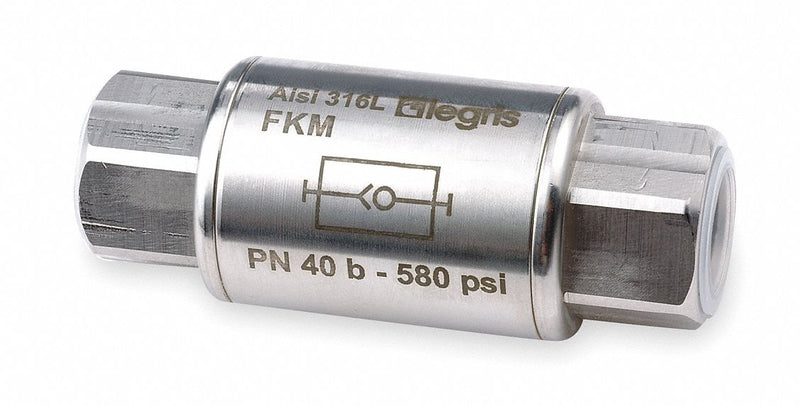 Legris Check Valve, 3/8 in, Single, Inline Spring, 316 Stainless Steel, FNPT x FNPT, PK 2 - 4895 18 18