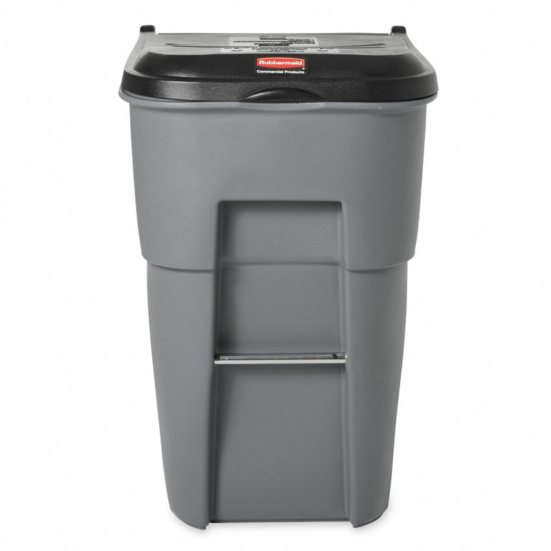 Rubbermaid 95 gal Rectangular Rollout Trash Can, Plastic, Gray - FG9W2200GRAY