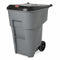 Rubbermaid 95 gal Rectangular Rollout Trash Can, Plastic, Gray - FG9W2200GRAY