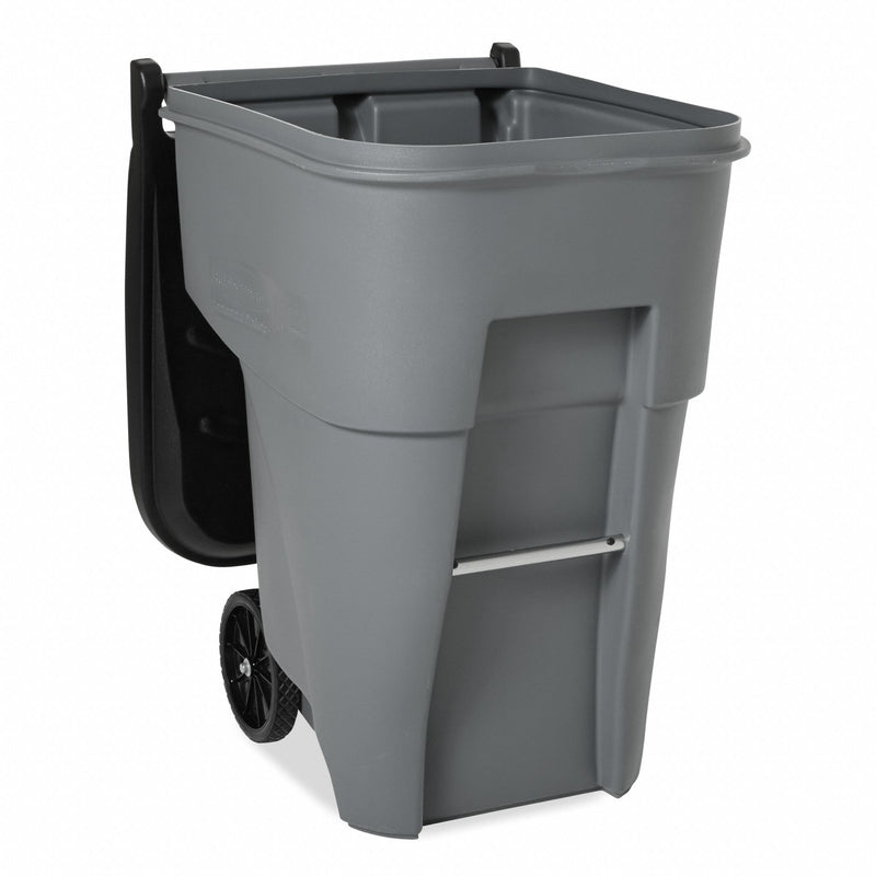 Rubbermaid 95 gal Rectangular Rollout Trash Can, Plastic, Gray - FG9W2200GRAY