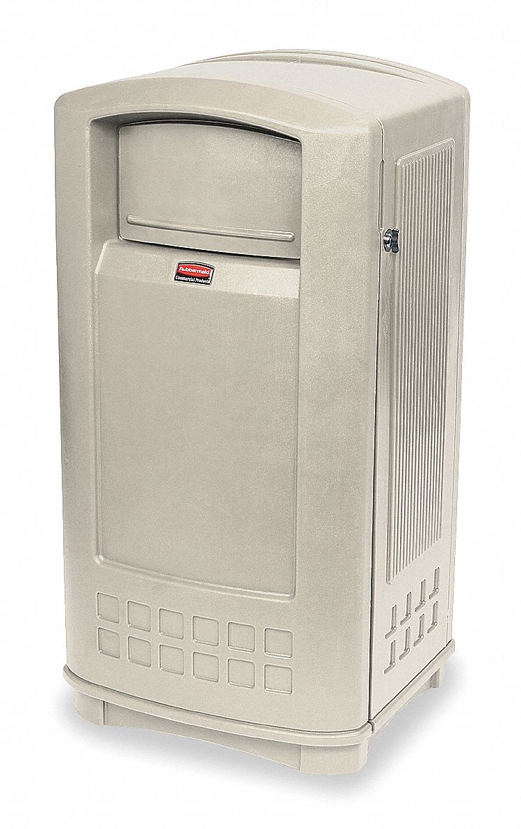 Rubbermaid 35 gal Rectangular Trash Can, Plastic, Beige - FG9P9000BEIG