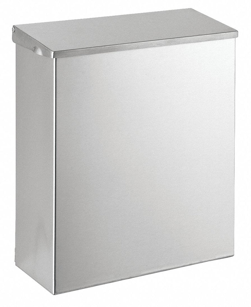 Tough Guy Sanitary Napkin Receptacle, Wall or Free-Standing, 11 in Height, Stainless Steel, Silver - 1ECK9