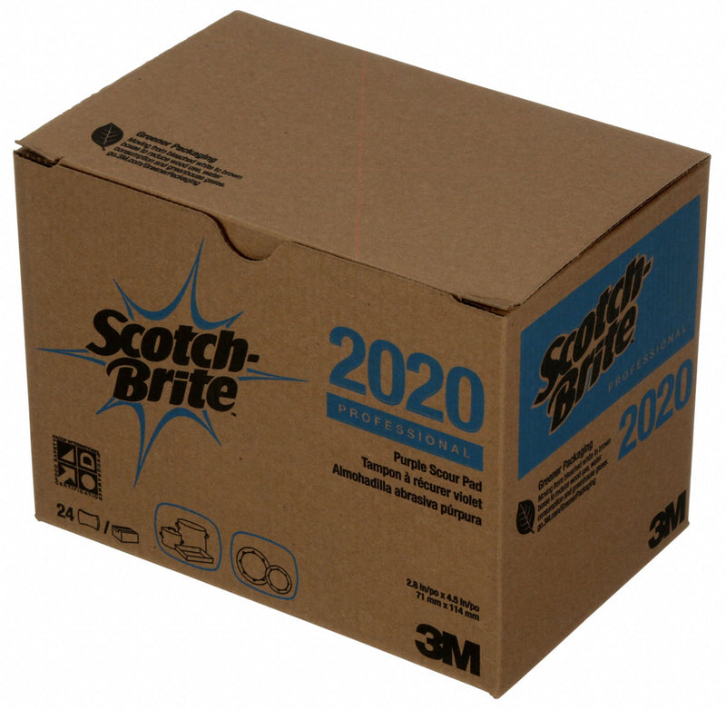 Scotch-Brite 4 1/2 in x 3 in Synthetic Fiber Scouring Pad, Purple, 24PK - 2020