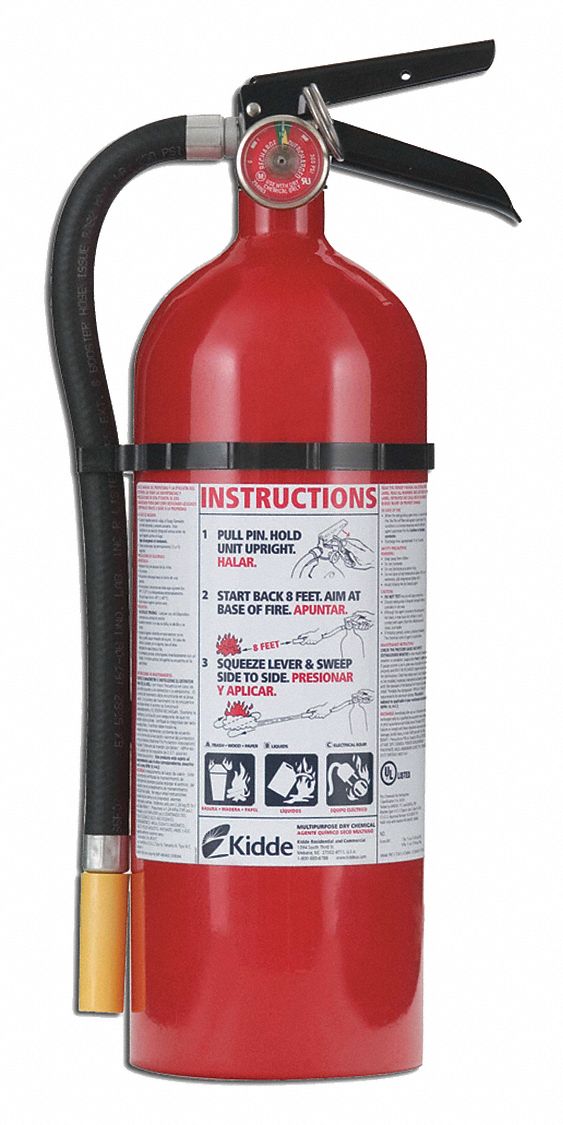 Kidde Fire Extinguisher, Dry Chemical, Monoammonium Phosphate, 5 lb, 3A:40B:C UL Rating - FC340M-VB