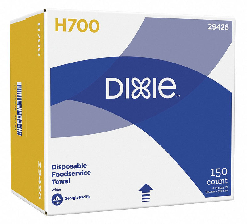 Georgia-Pacific Dry Wipe, Dixie√¢ H700, 12" x 23-1/2", Number of Sheets 150, White - 29426