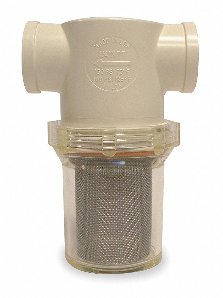 Top Brand 50 Mesh T-Line Strainer, 305 Microns, 1/4 in Pipe Size - 5583290