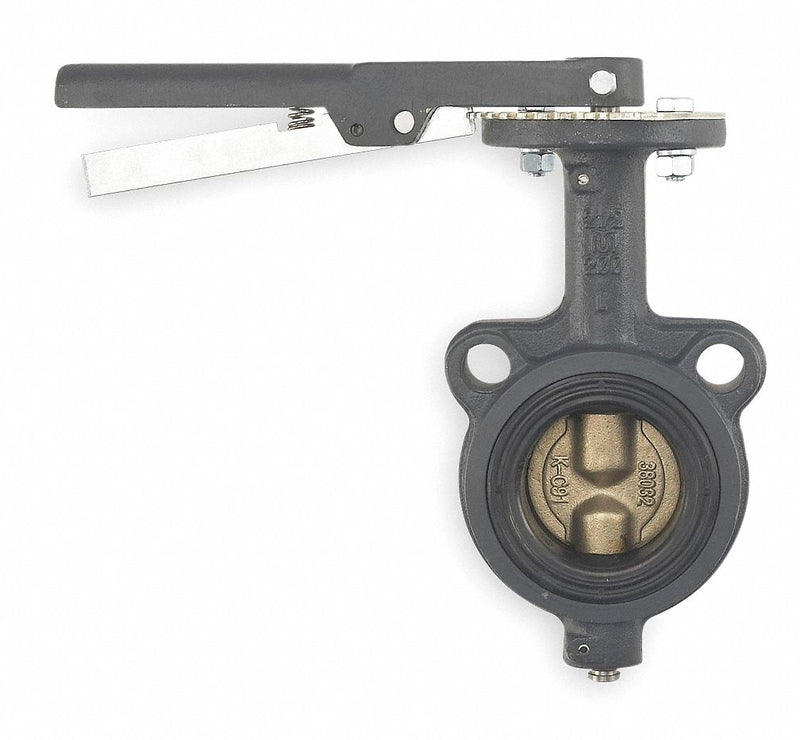 Milwaukee Valve Wafer-Style Butterfly Valve, Cast Iron, 200 psi, 2 1/2 in Pipe Size - MW222B 2 1/2