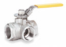 Milwaukee Valve Ball Valve, 316 Stainless Steel, 3-Way, 2-Piece, Pipe Size 1/2 in - BA3WDSLH 1/2