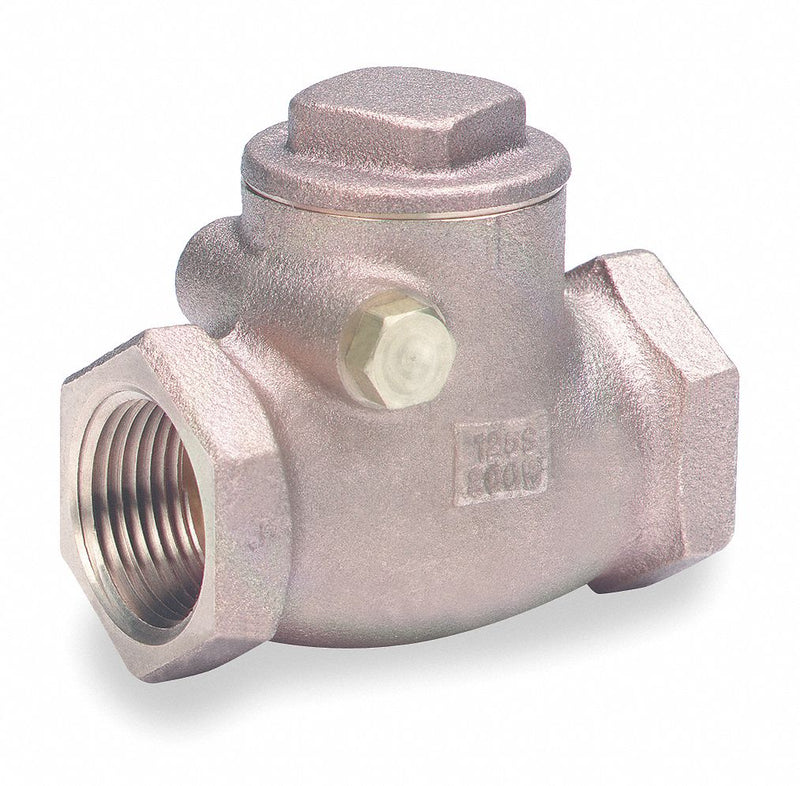 Milwaukee Valve Check Valve, 1 1/4 in, Single, Inline Swing, Bronze, FNPT x FNPT - 509 1 1/4