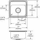 Elkay 17 in x 16 in x 7 5/8 in Drop-In Sink with Faucet Ledge with 14 in x 10 in Bowl Size - LR17162