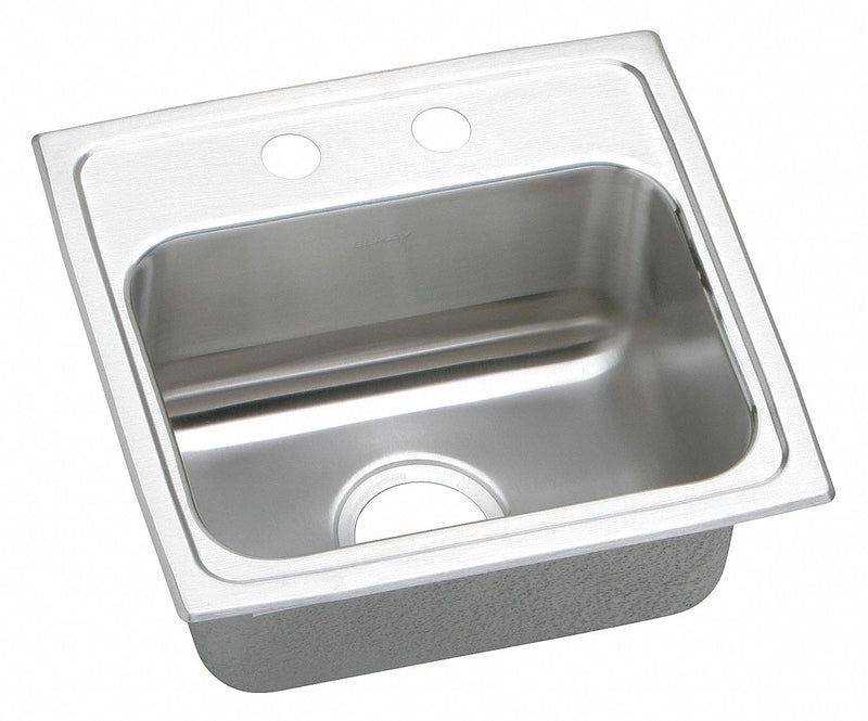 Elkay 17 in x 16 in x 7 5/8 in Drop-In Sink with Faucet Ledge with 14 in x 10 in Bowl Size - LR17162