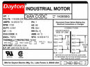 Dayton 1 HP, General Purpose Motor, Capacitor-Start, 1725 Nameplate RPM, 115/208-230 Voltage - 1K065