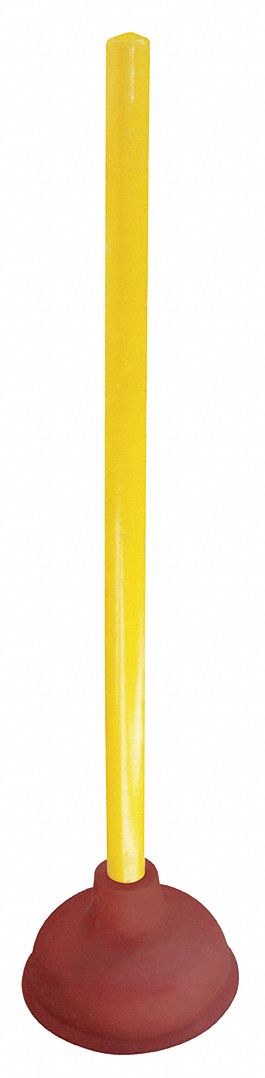 Top Brand Forced Cup Plunger, 5 in Cup Dia., 19" Handle Length, Rubber Plunger Material - 1LNX3