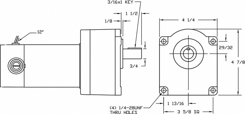 Dayton DC Gearmotor 90VDC, Nameplate RPM: 6 RPM, Max. Torque: 500.0 in-lb, Enclosure: TENV - 1LPY4
