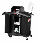Rubbermaid Black, Housekeeping Cart, Overall Length 51 3/4 in, Overall Width 22 in - FG9T7800BLA