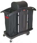 Rubbermaid Black, Housekeeping Cart, Overall Length 51 3/4 in, Overall Width 22 in - FG9T7800BLA