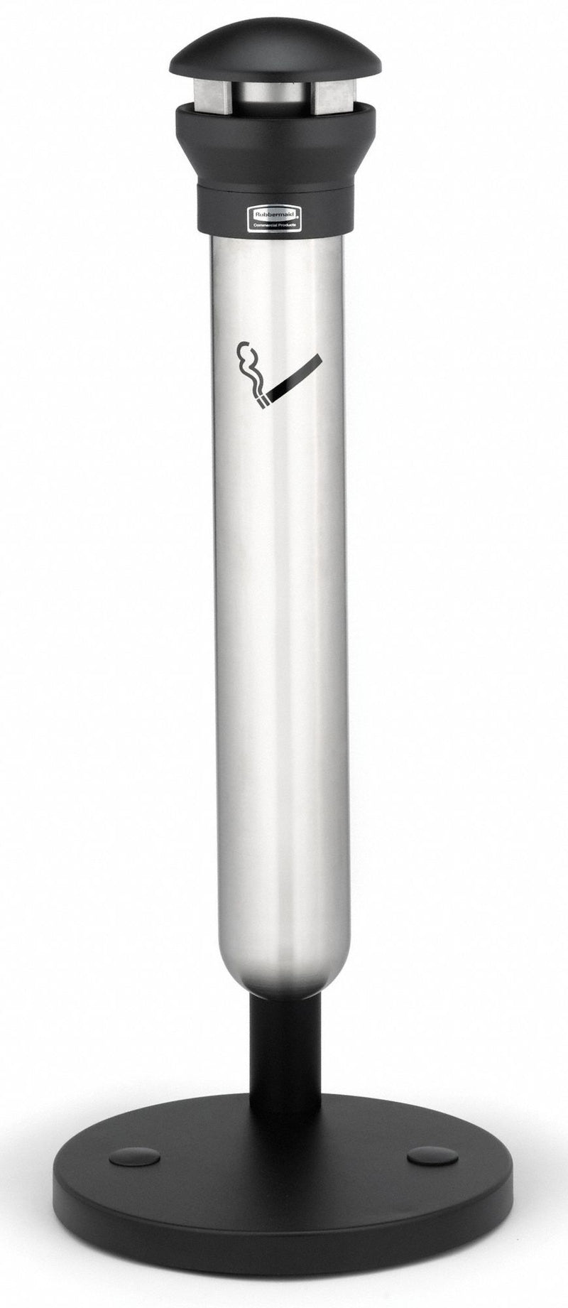 Rubbermaid 1 1/4 gal Cigarette Receptacle, 39 1/2 in Height, 15 1/2 in Base Dia., Metal, Silver - FG9W3100SSBLA
